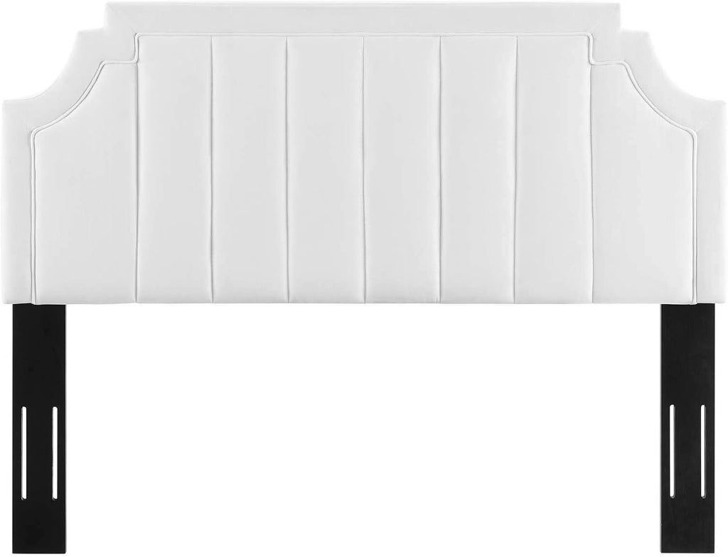 Modway Alyona Channel Tufted Performance Velvet Full/Queen Headboard in White