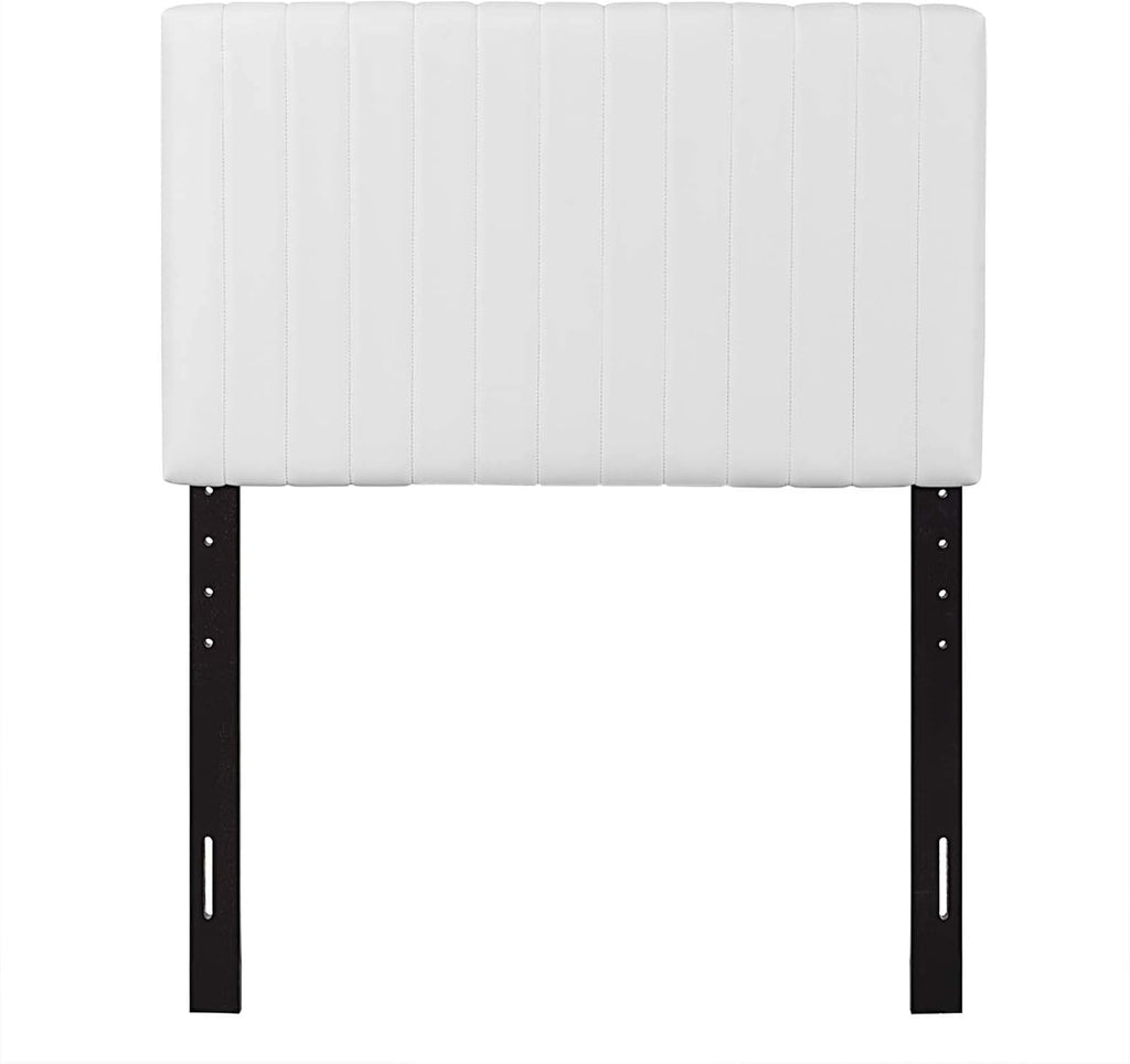 Modway Keira Channel Tufted Faux Leather Upholstered Twin Headboard in White