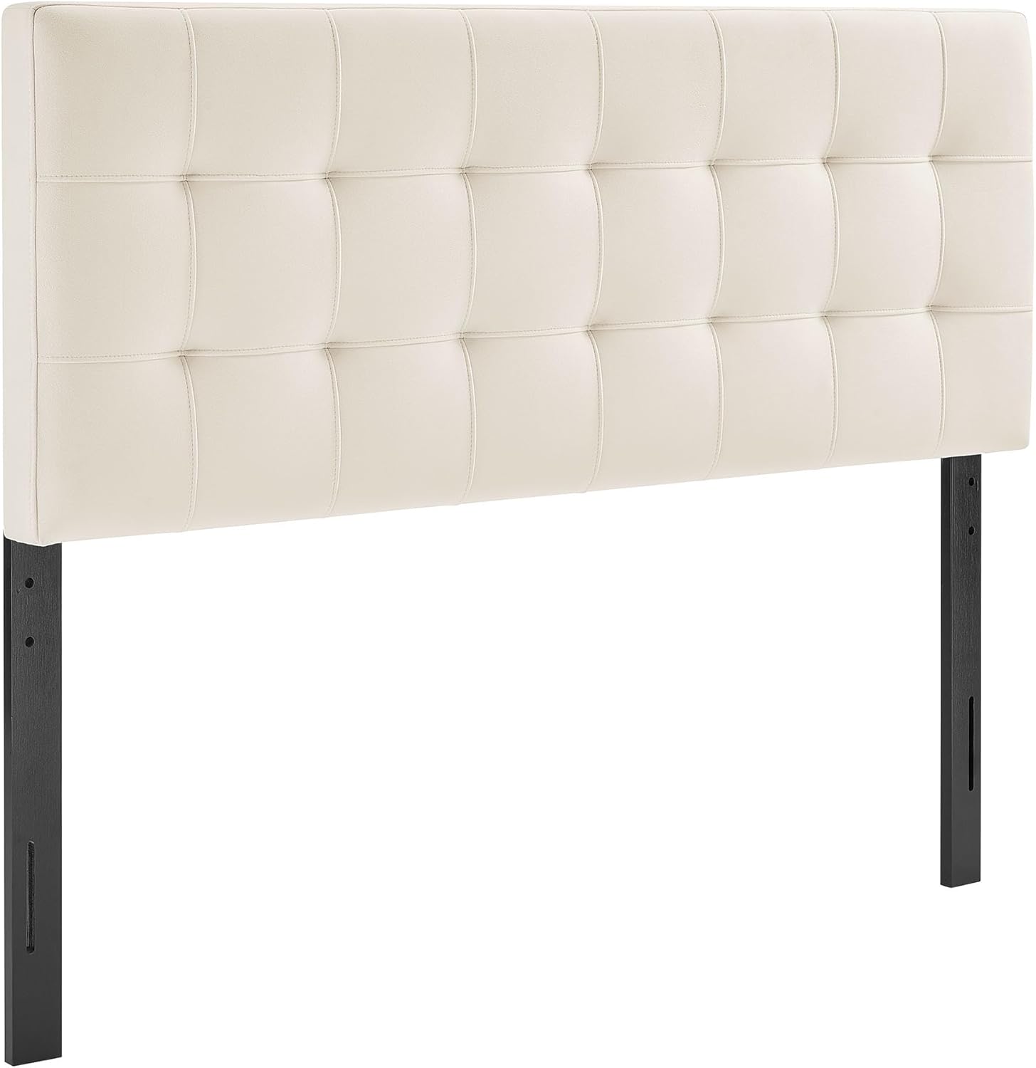 Modway Lily Performance Velvet Full Size Headboard with Biscuit Tufting in Alabaster - Stain-Resistant Upholstery with Padded Design and 5 Height-Adjustable Mounts