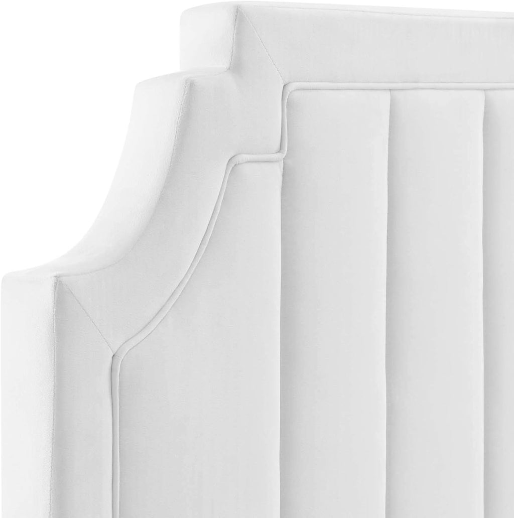 Modway Alyona Channel Tufted Performance Velvet Full/Queen Headboard in White