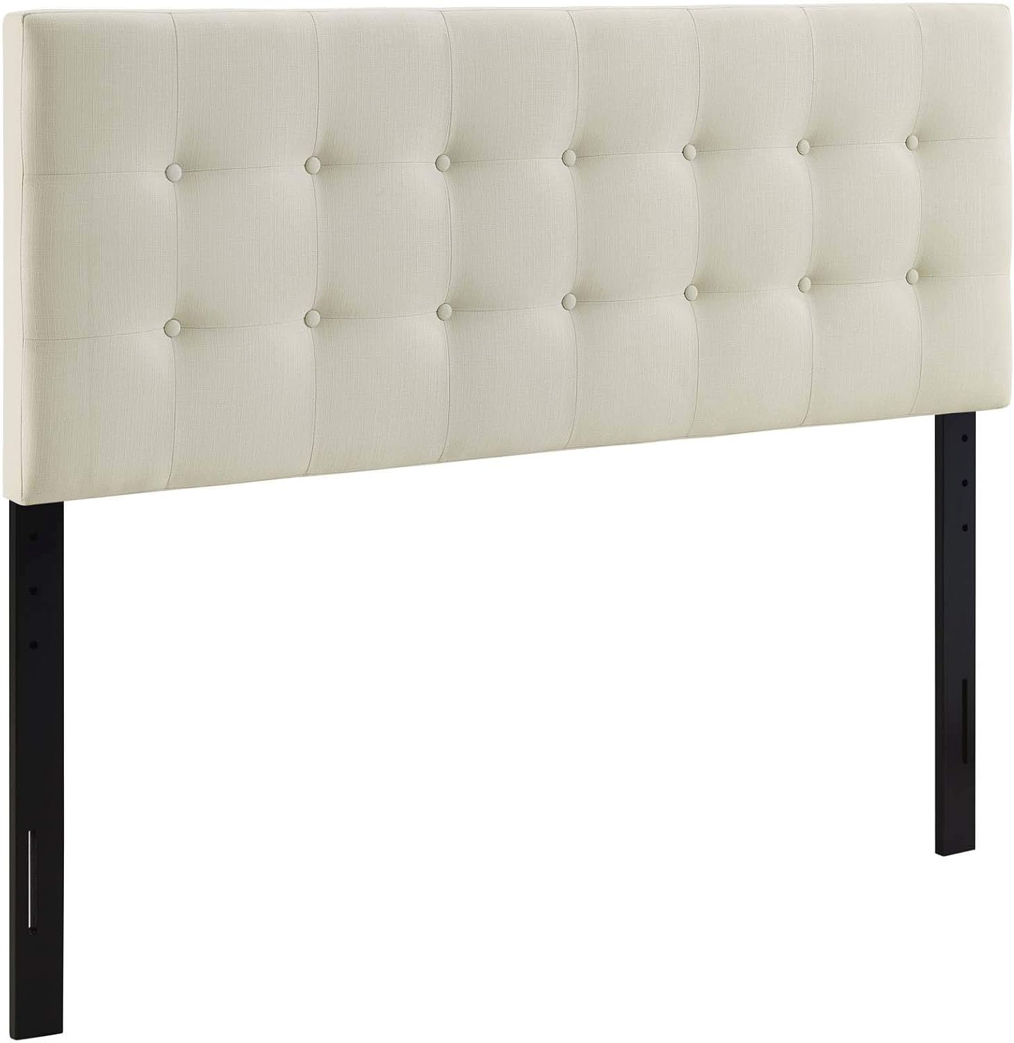 Modway Emily Tufted Button Linen Fabric Upholstered Full Headboard in Ivory