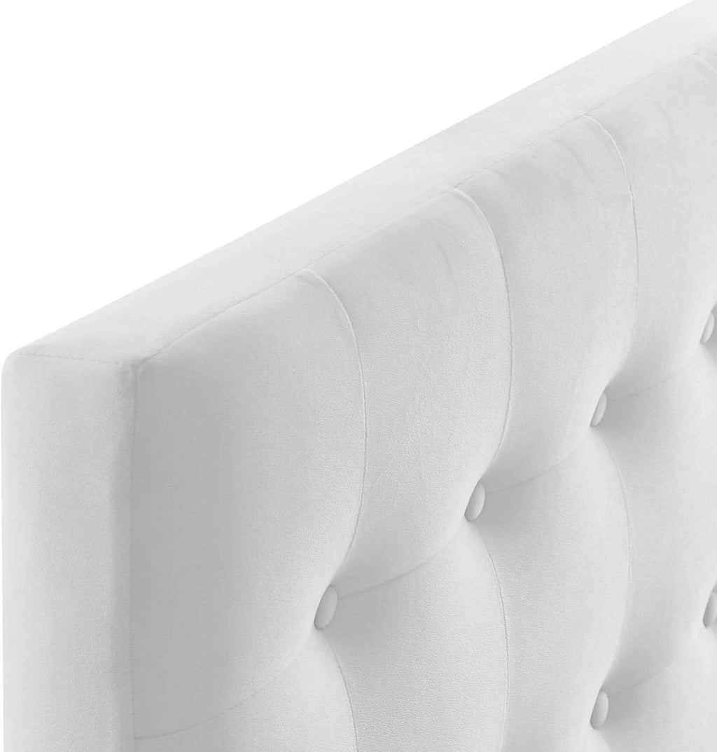 Modway Emily Twin Biscuit Tufted Performance Velvet Headboard, White