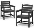 SERWALL Patio Dining Sets for 6 Person, HDPE Dining Set with 6 Armless Chairs, Black