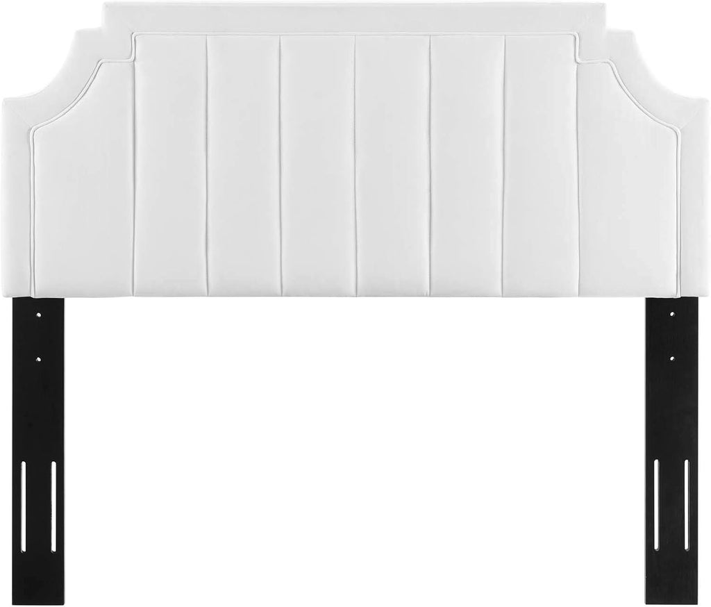 Modway Alyona Channel Tufted Performance Velvet Full/Queen Headboard in White