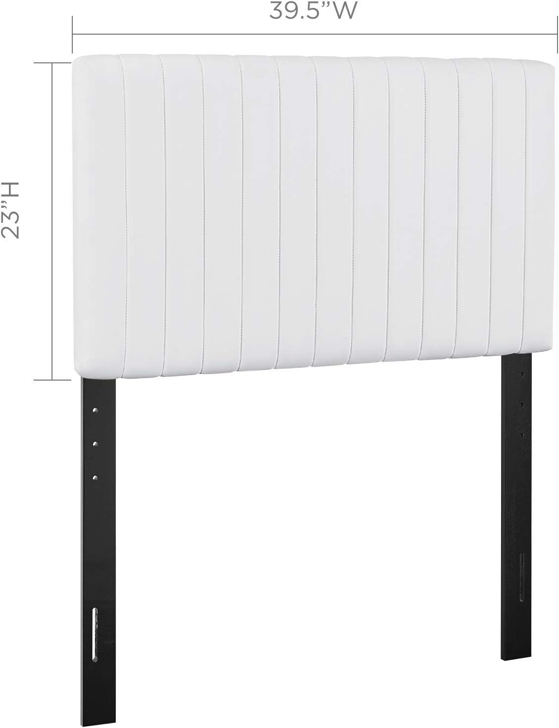 Modway Keira Channel Tufted Faux Leather Upholstered Twin Headboard in White