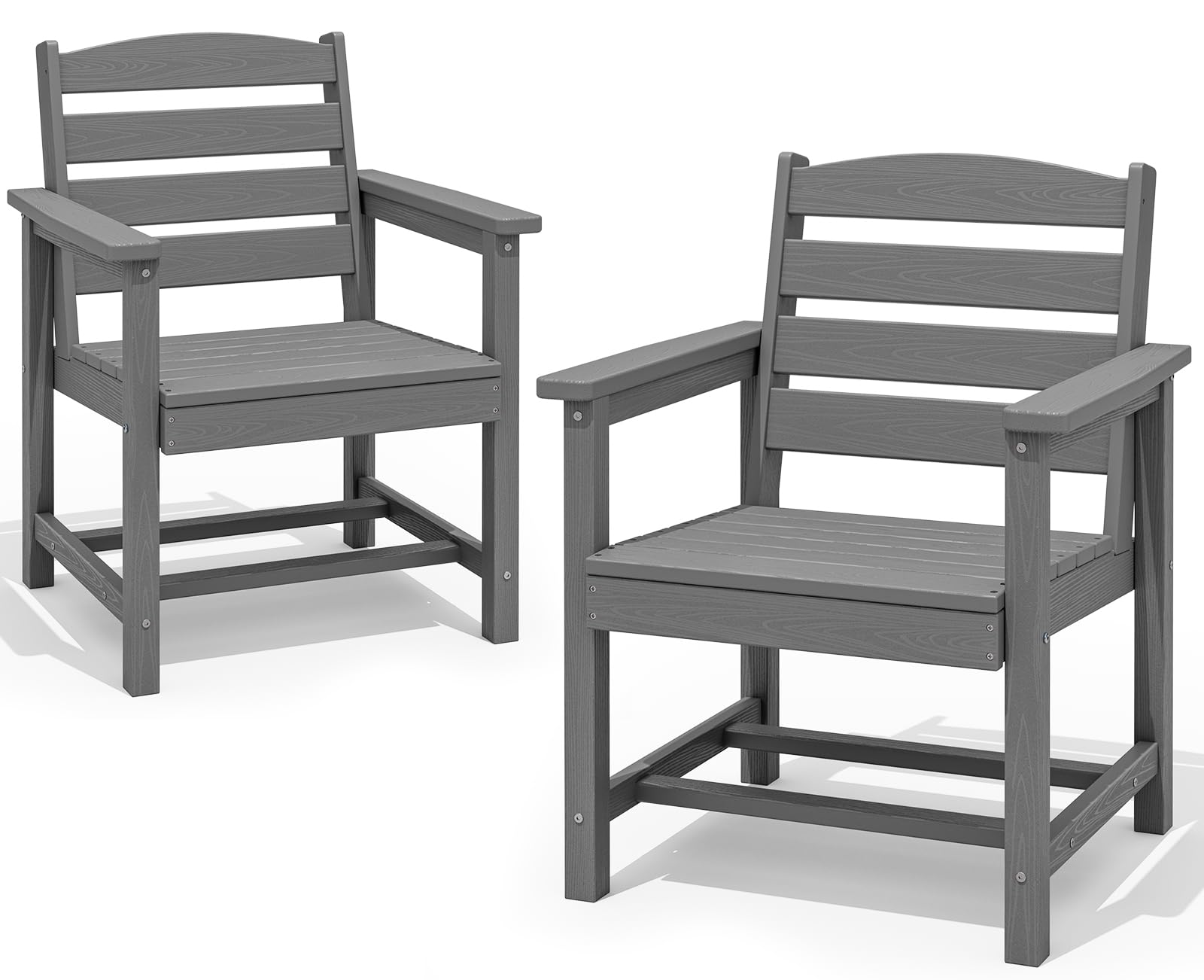 SERWALL Patio Dining Sets for 6 Person, HDPE Dining Set with 6 Armless Chairs, Black