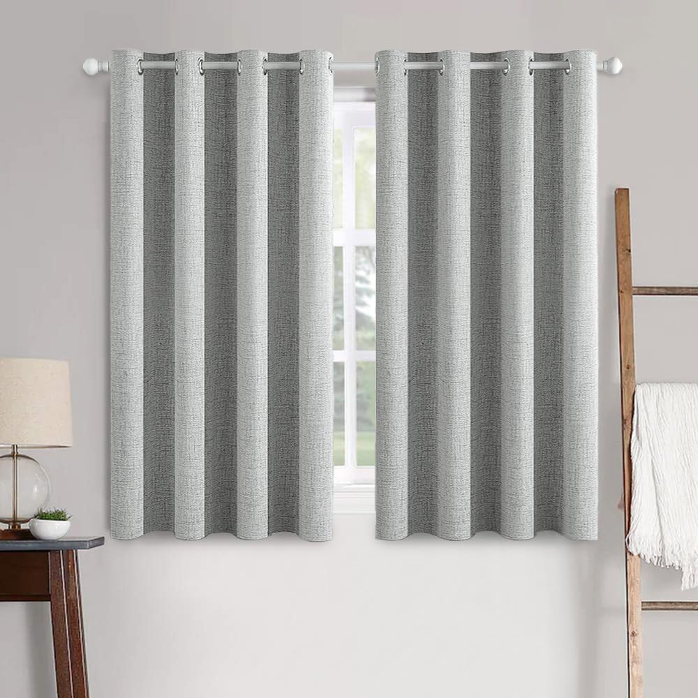 MIULEE 100% Blackout Linen Textured Curtains for Bedroom Solid Thermal Insulated Natural Beige Grommet Room Darkening Curtains & Drapes Luxury Decor for Living Room Nursery 52 x 96 Inch (2 Panels)