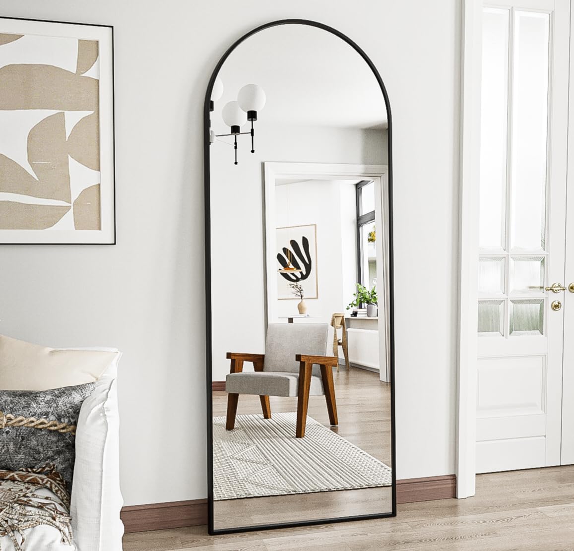 Prywot Arched Full Length Mirror, 70"x26" Free Standing Floor Mirror, Modern Full Body Mirrors with Stand, Wall Mirrors with Aluminum Alloy Frame for Bedroom,Living Room, Gold
