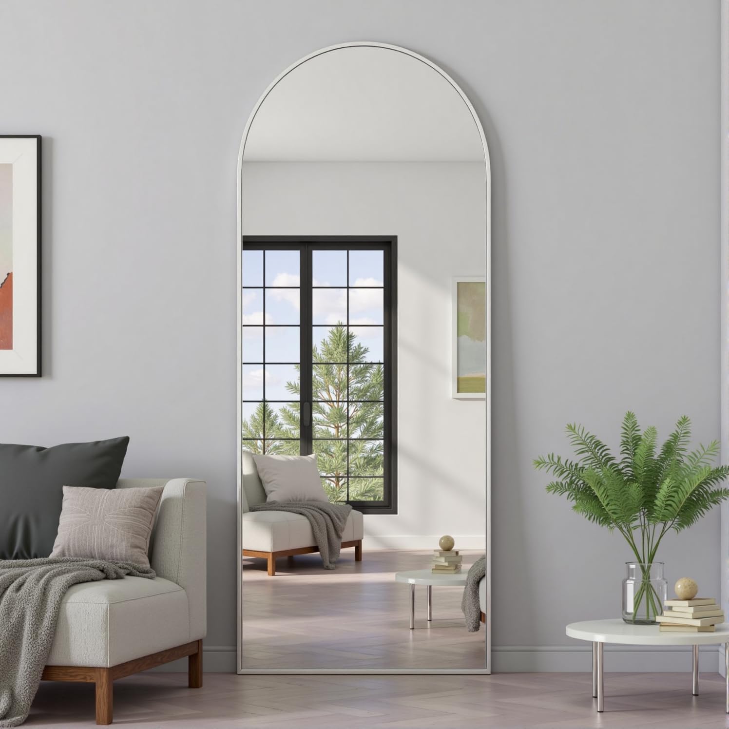 Prywot Arched Full Length Mirror, 70"x26" Free Standing Floor Mirror, Modern Full Body Mirrors with Stand, Wall Mirrors with Aluminum Alloy Frame for Bedroom,Living Room, Gold
