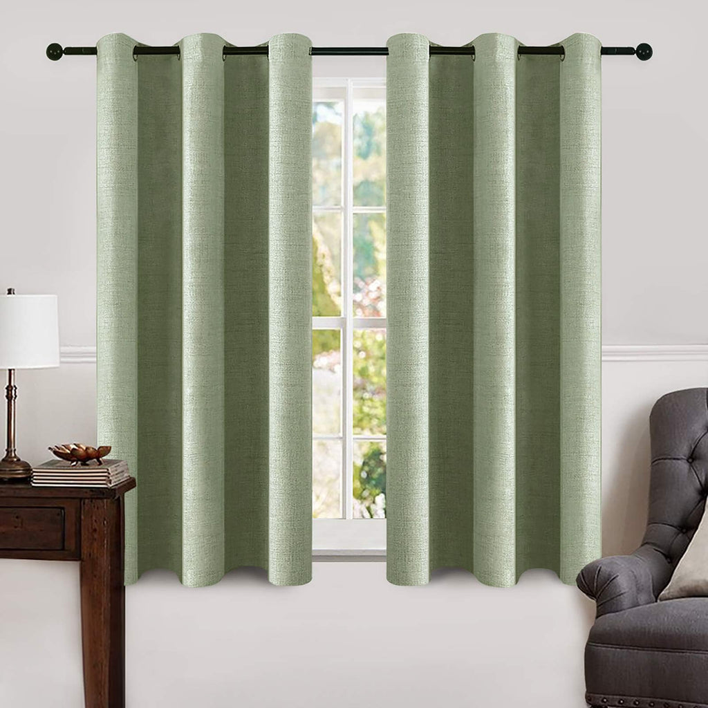 MIULEE 100% Blackout Linen Textured Curtains for Bedroom Solid Thermal Insulated Natural Beige Grommet Room Darkening Curtains & Drapes Luxury Decor for Living Room Nursery 52 x 96 Inch (2 Panels)