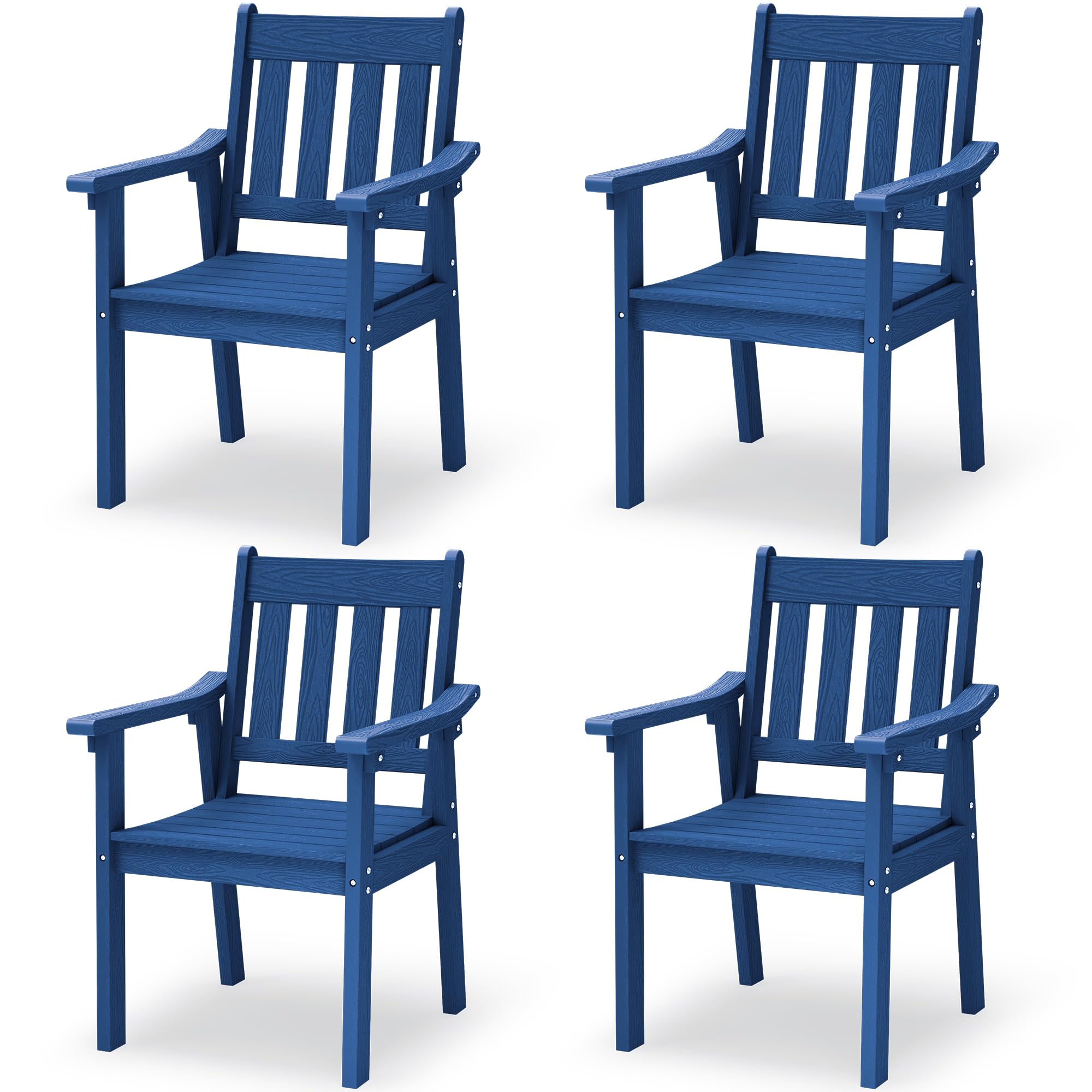 YEFU HIPS Patio Table Set: 7 Piece Outdoor Table and Chairs Dining Furniture Set with Umbrella Hole - Teak Modern Plastic Dining Sets 6 Person for Outside Deck with Metal Aluminum Frame