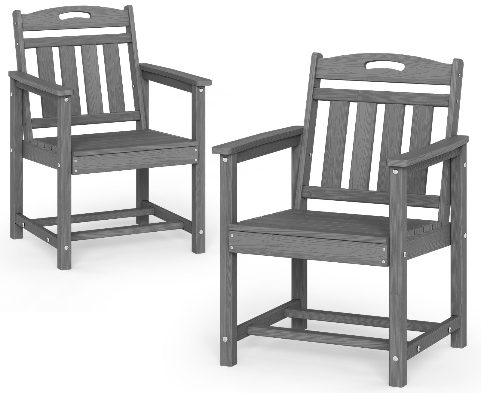 HDPE Outdoor Dining Set, Patio Table and Chairs Set, All-Weather 7-Piece Outside Table and 6 Chairs, 2" Umbrella Hole, Outdoor Furniture for Garden, Poolside, Backyard, Deck | Black