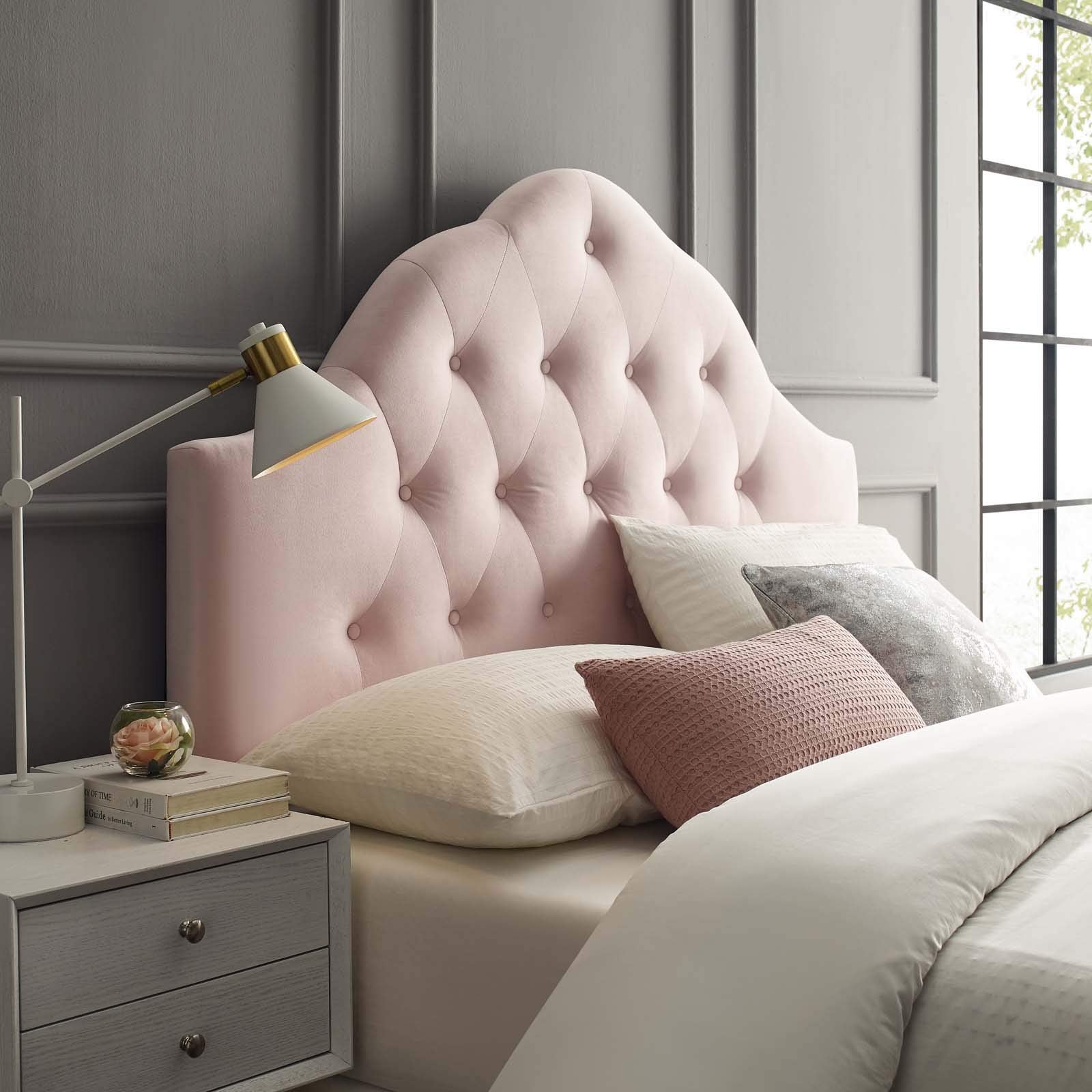 Modway Sovereign Twin Diamond Tufted Performance Velvet Headboard, White