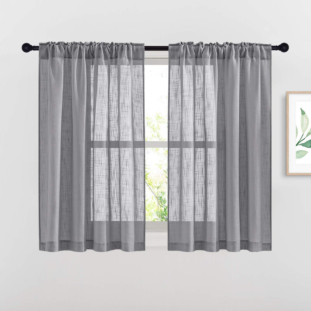 NICETOWN 120 inch Curtains Linen Blend for Bedroom, Rod Pocket & Back Tab Natural Linen Burlap Semi Sheer Window Treatments Privacy with Light Filtering for Living Room, W52 x L120, 2 Panels