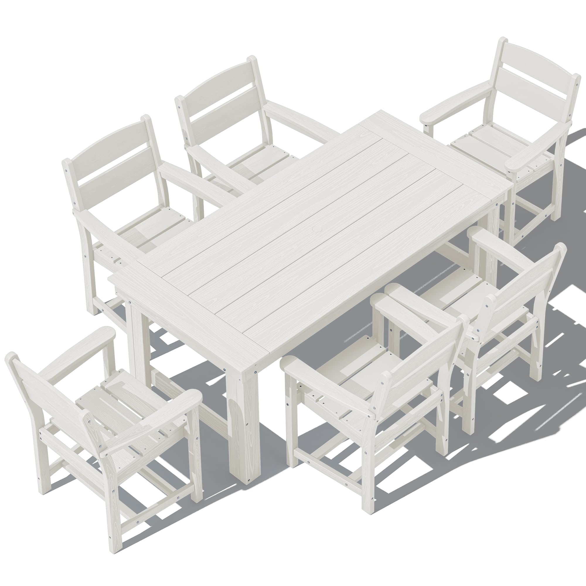 SERWALL Outdoor Dining Set for 4, HDPE Square Table and Chairs Set All Weather Patio Dining Set with 4 Classic Dining Chairs, 5-Piece Patio Dining Furniture for Deck, Brown