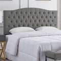 24KF Upholstered Tufted Button Linen Fabric Headboard,Comfortable Fashional Headboard Queen/Full Size,Ivory