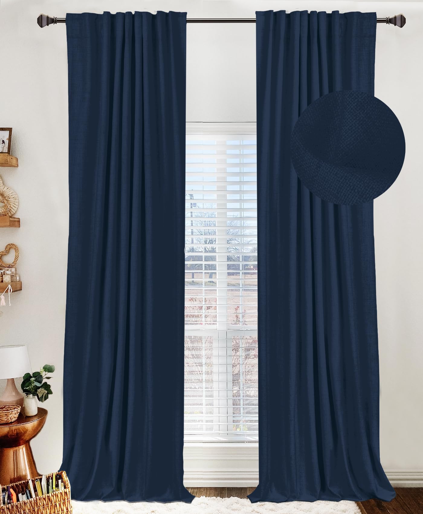 100% Blackout Shield Blackout Curtains for Bedroom 84 Inches Long, Back Tab/Rod Pocket Living Room Drapes, Thermal Insulated Blackout Curtains 2 Panels Set, 50" W x 84" L, Cream