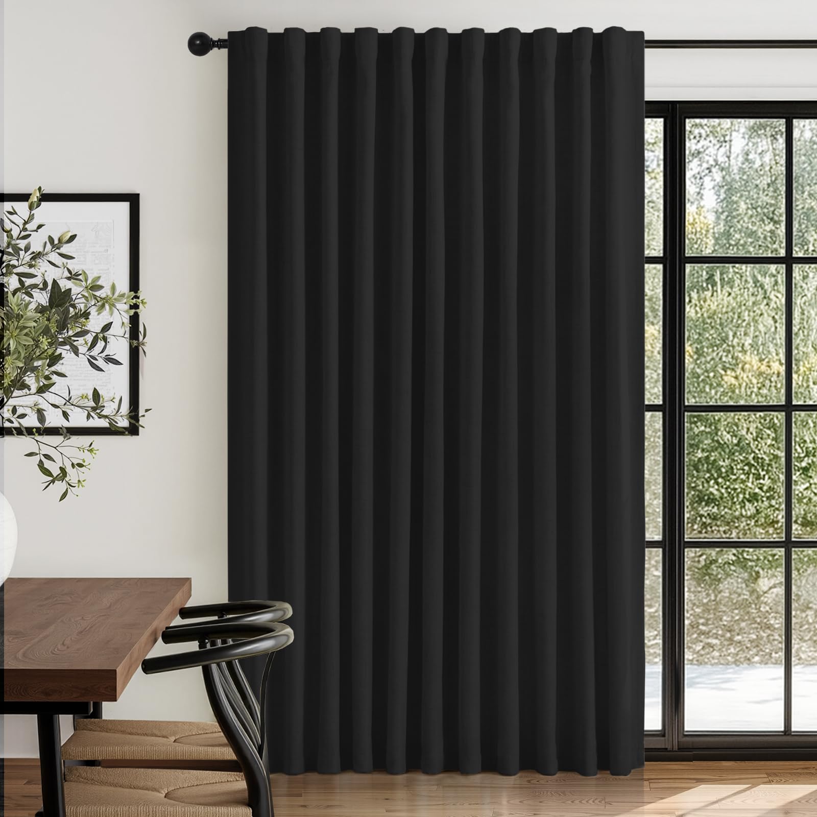 100% Blackout Shield Linen Blackout Curtains for Bedroom 90 Inches Long, Back Tab/Rod Pocket Living Room Drapes, Thermal Insulated Blackout Curtains 2 Panels Set, 50" W x 90" L,Cream