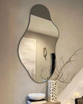 Irregular Wall Mirror 24×40 Inch Wall Mirrors Decorative Black Modern Asymmetrical Abstract Mirror for Bathroom Bedroom Living Room Entryway Hallway