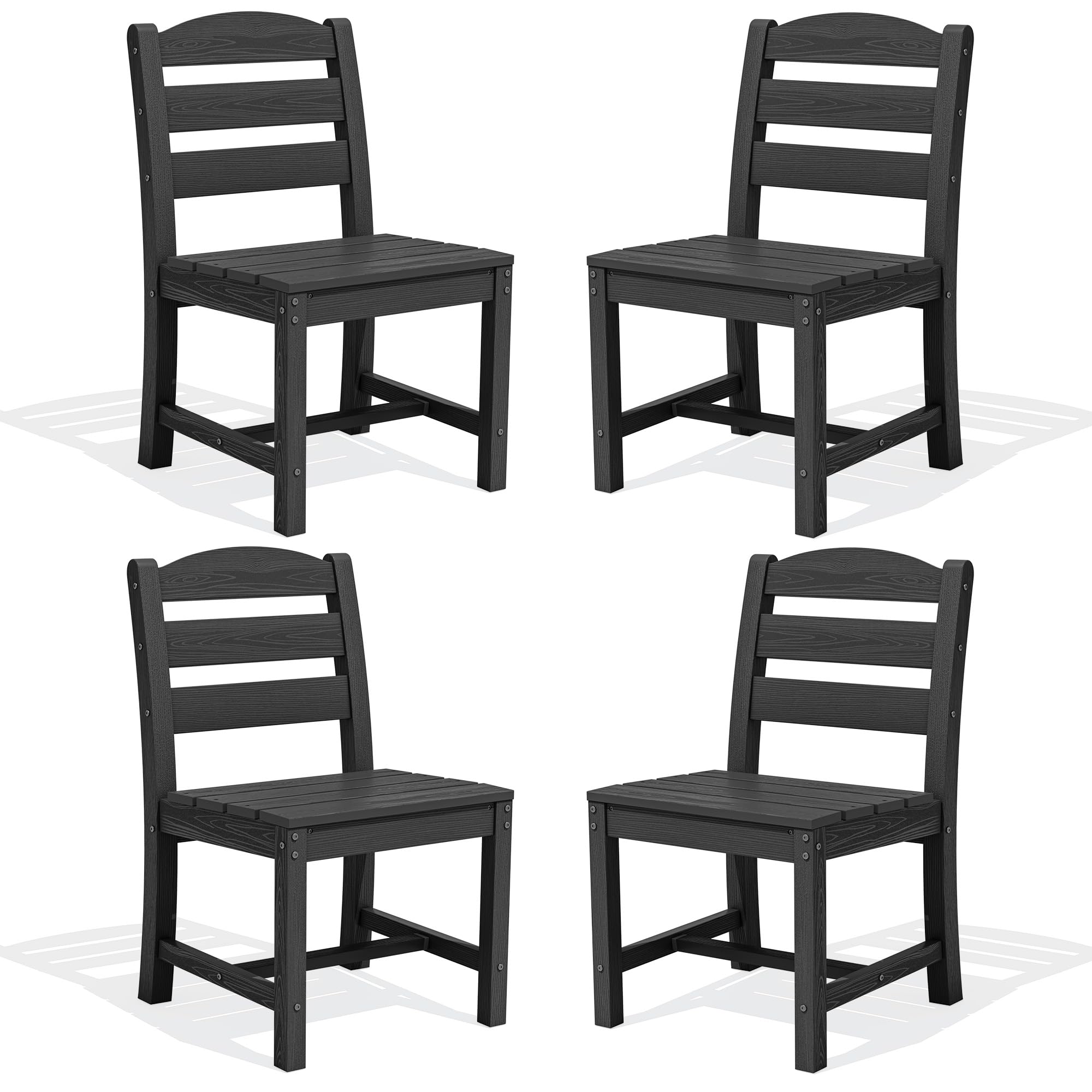 SERWALL 9 Piece Outdoor Dining Set, 84" HDPE Large Patio Dining Furniture Set for 8, with Pre-drilled Umbrella Hole, Outdoor Tables and Chairs Set for Garden, Brown