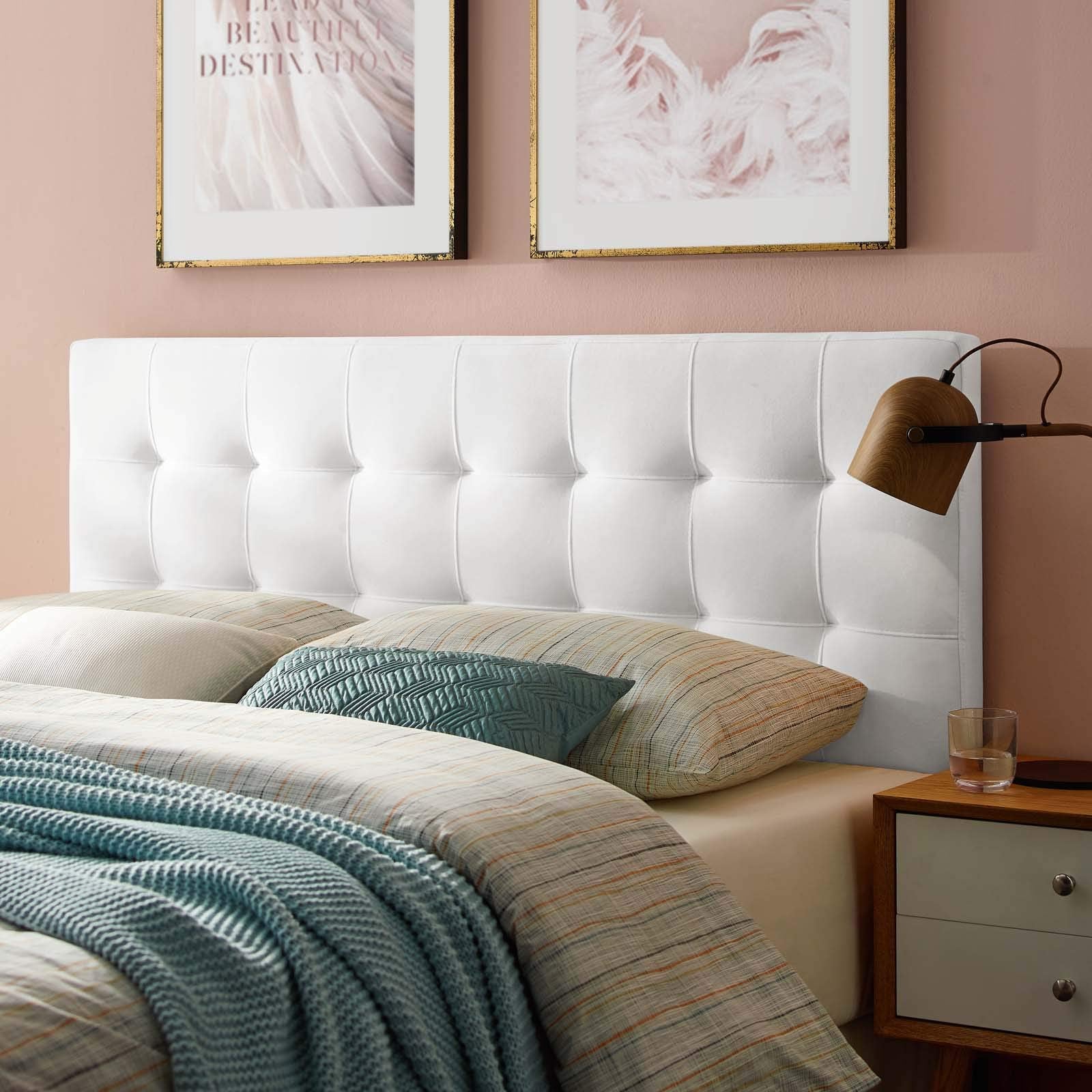 Modway Lily Biscuit Tufted Twin Performance Velvet Headboard, Pink