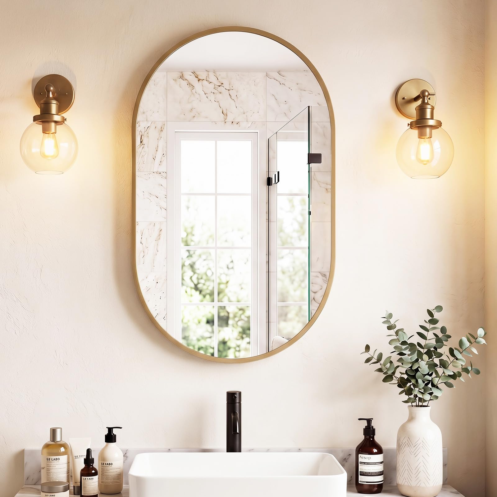 Sweetcrispy 24"x36" Arched Black Bathroom Mirrors for Wall, Bathroom Mirrors for Over Sink, Metal Framed with HD Shatter-Proof Glass for Entryway, Living Room, Bedroom, Home Decor