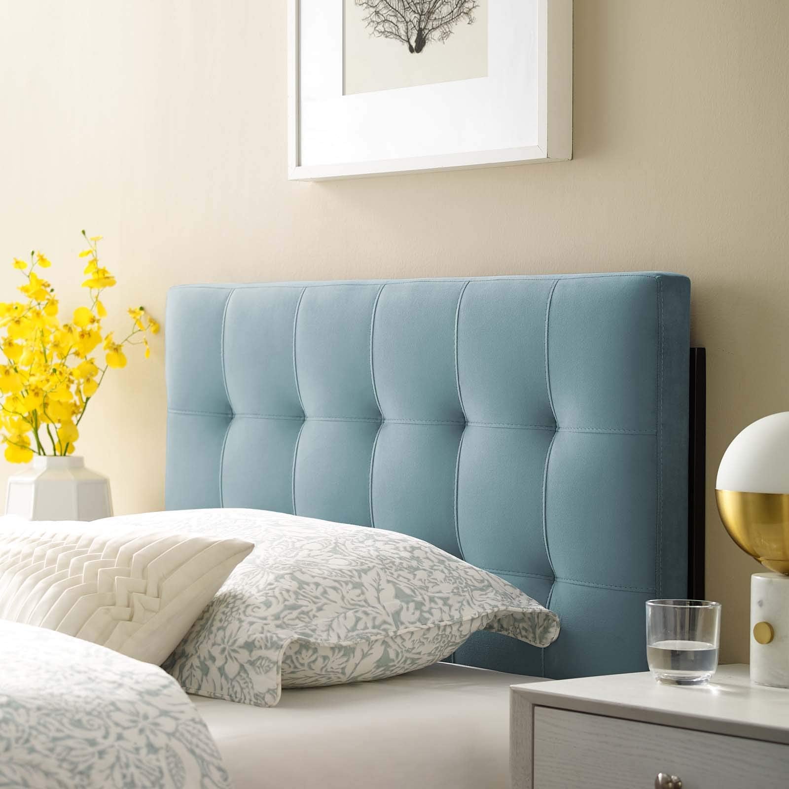 Modway Lily Biscuit Tufted Twin Performance Velvet Headboard, Pink
