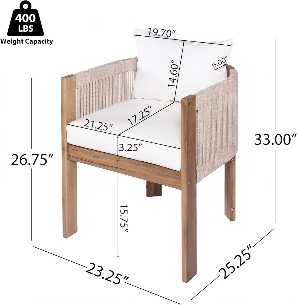 Christopher Knight Home Matera 9-Piece Acacia Wood Outdoor Dining Set for 8, Light Teak Frame with Beige Removable Cushions