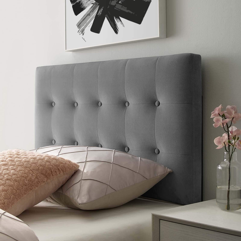 Modway Emily Twin Biscuit Tufted Performance Velvet Headboard, White