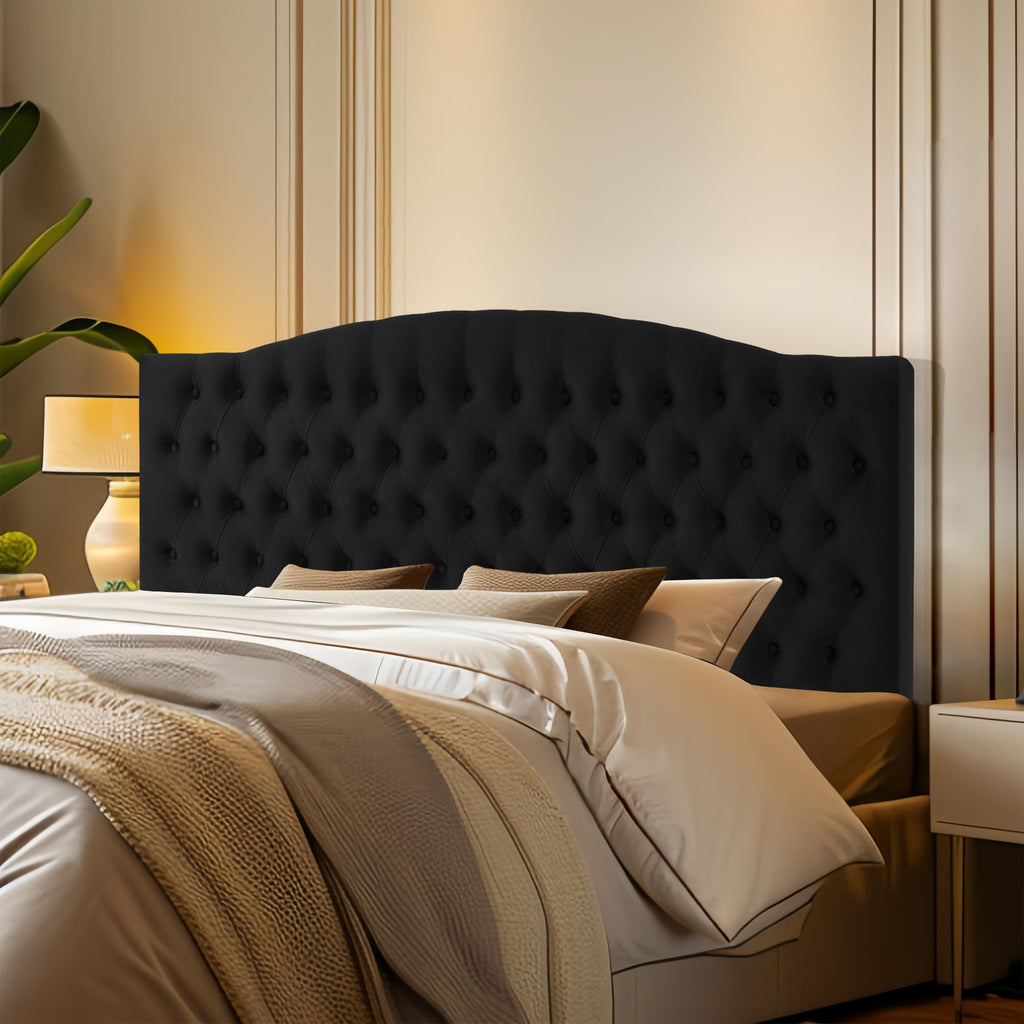 Furpopup Linen Upholstered Headboard Queen/Full Size Bed Tufted Button Headboard, Featuring High-Density Sponge Padding, Luxury Texture Easy Assembly Comfort and Style-Ivory