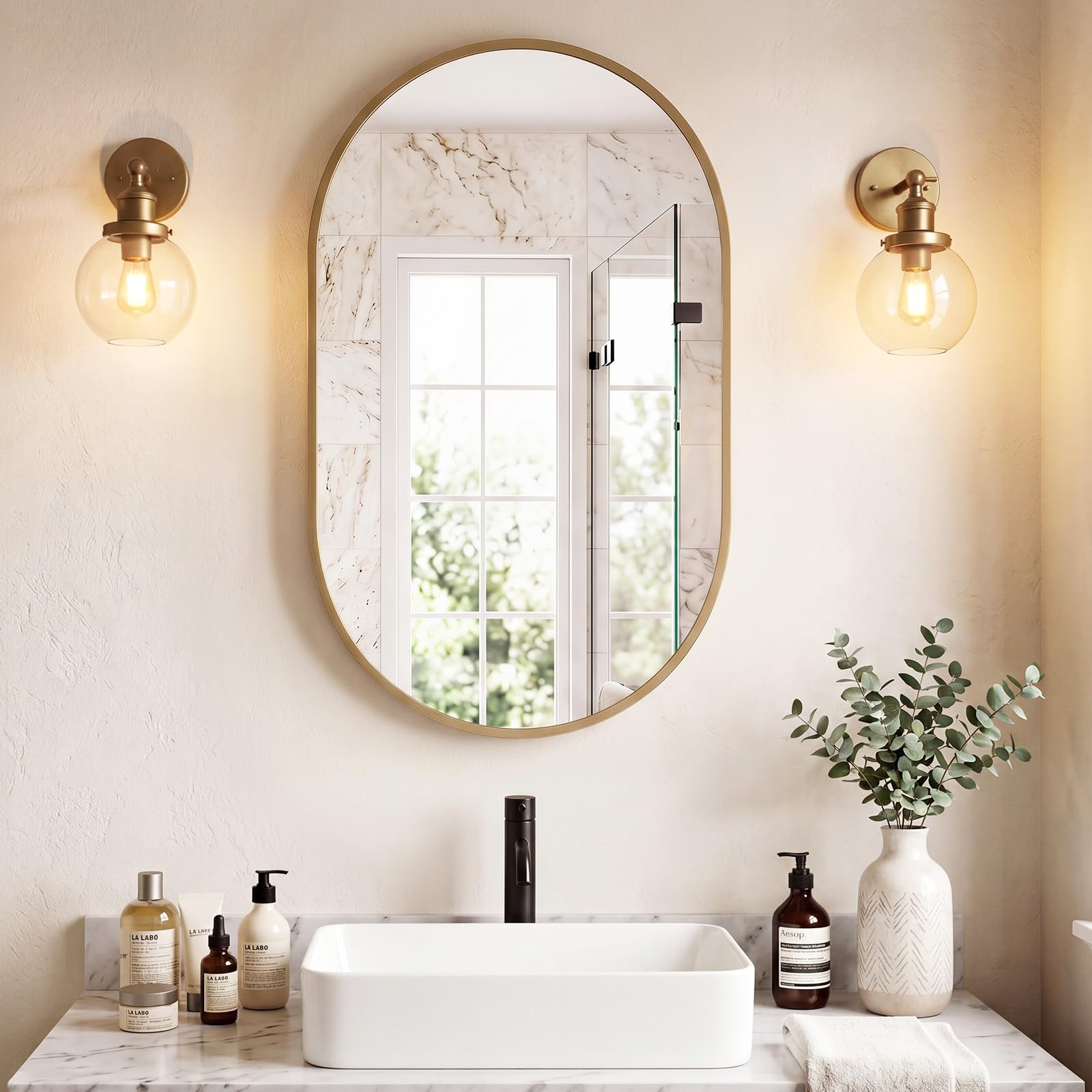 Sweetcrispy 24"x36" Arched Black Bathroom Mirrors for Wall, Bathroom Mirrors for Over Sink, Metal Framed with HD Shatter-Proof Glass for Entryway, Living Room, Bedroom, Home Decor