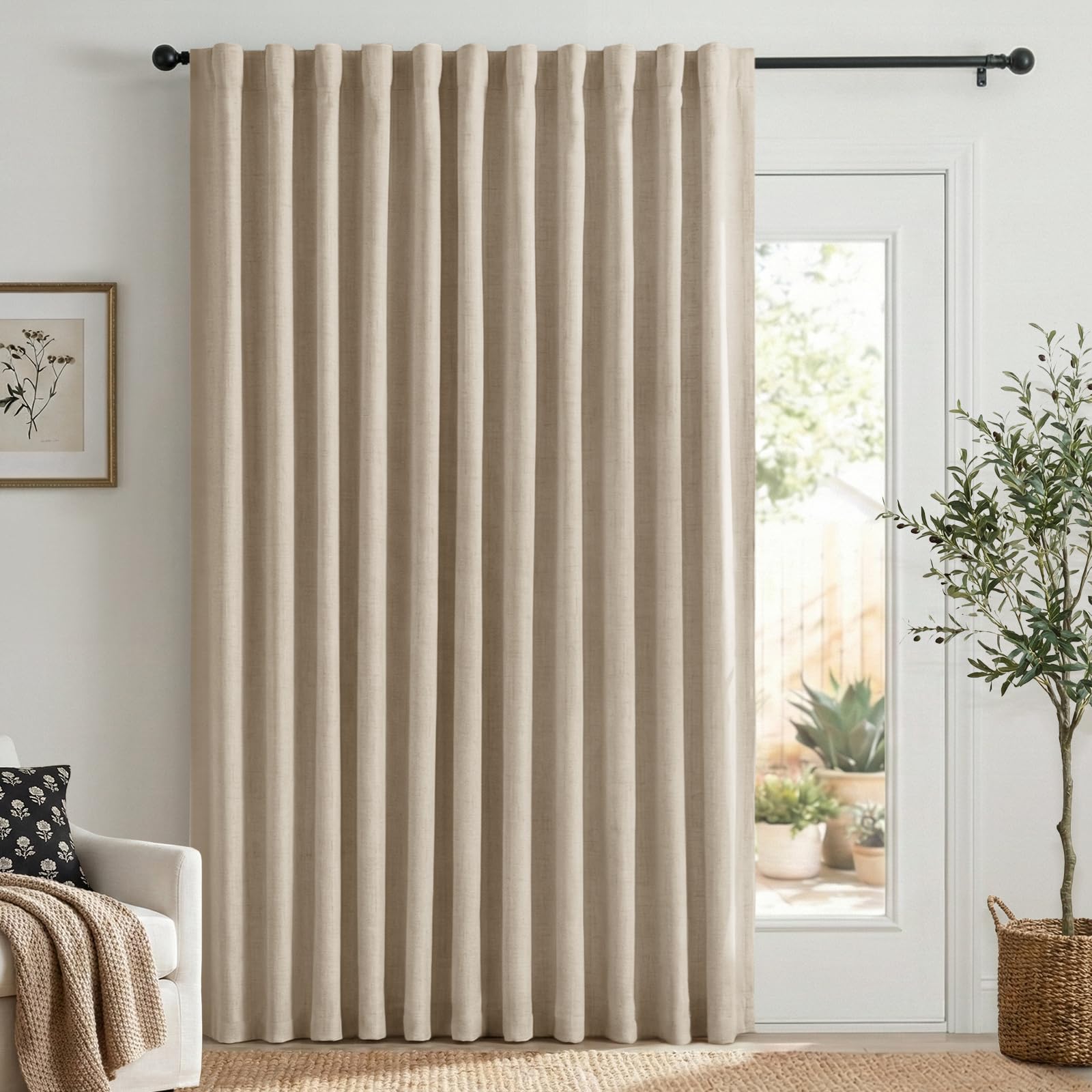 100% Blackout Shield Blackout Curtains for Bedroom 84 Inches Long, Back Tab/Rod Pocket Living Room Drapes, Thermal Insulated Blackout Curtains 2 Panels Set, 50" W x 84" L, Cream