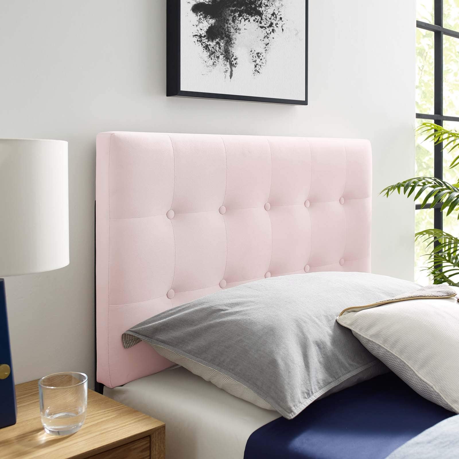 Modway Emily Twin Biscuit Tufted Performance Velvet Headboard, White