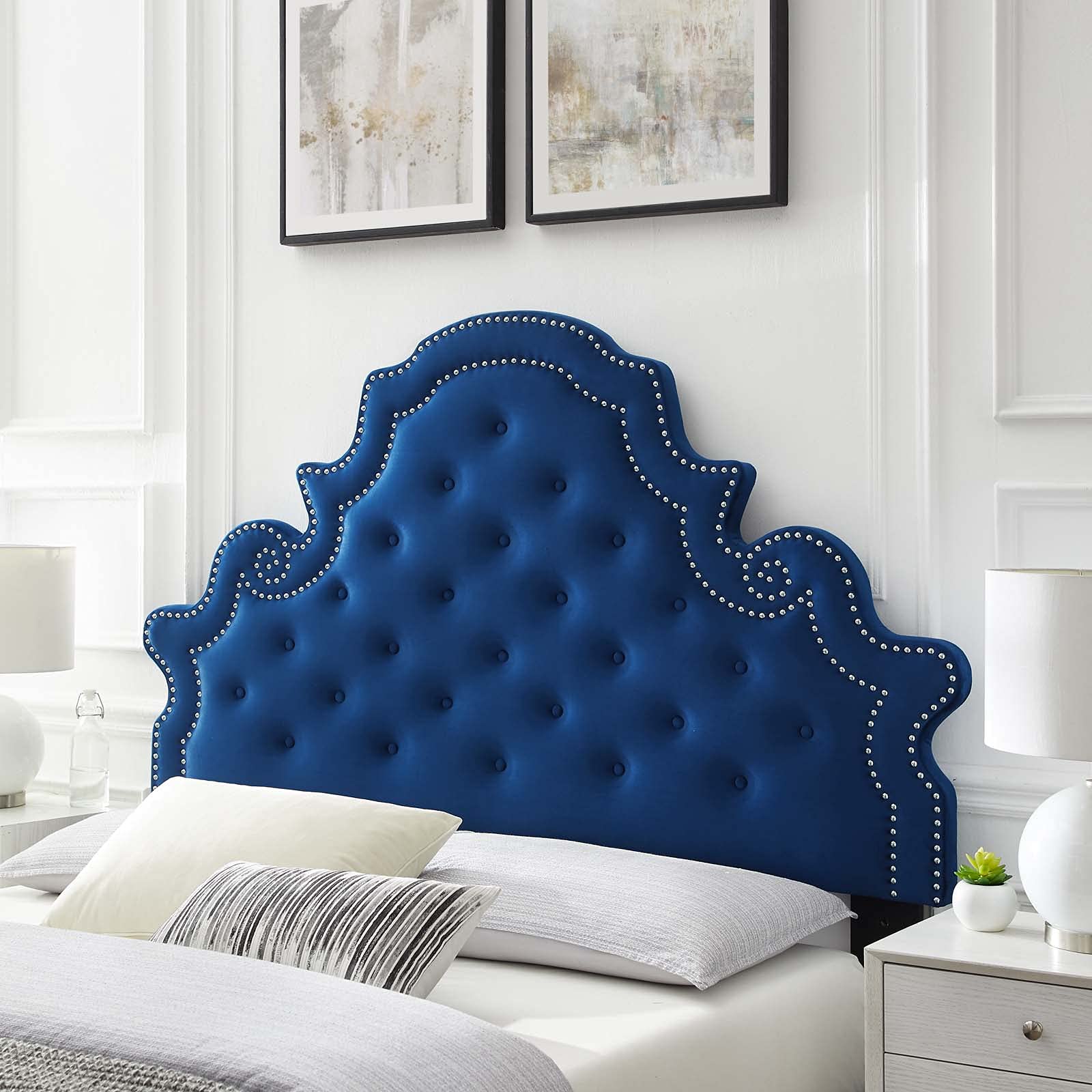 Modway Diana Tufted Performance Velvet Full/Queen Headboard in White