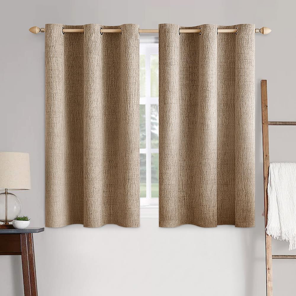 MIULEE Linen Texture Curtains for Bedroom Solid 100% Blackout Thermal Insulated Dusty Blue Curtains Grommet Room Darkening Drapes Luxury Decor for Living Room Nursery 52x84 Inch (2 Panels)