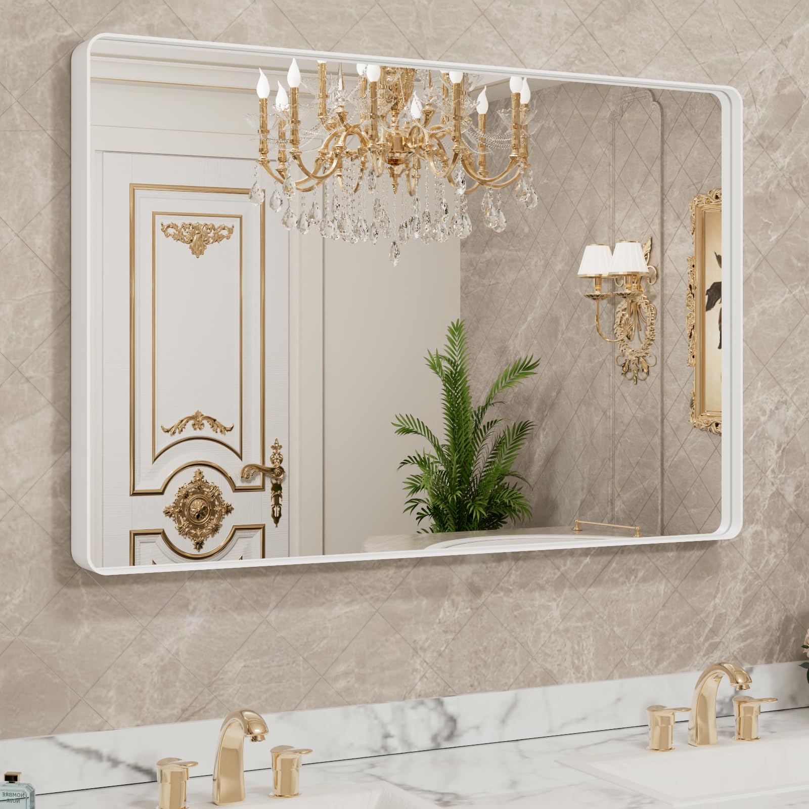 LOAAO Black Metal Framed Bathroom Mirror for Wall, 22X30 Inch Rounded Rectangle Mirror, Matte Black Bathroom Vanity Mirror Farmhouse, Anti-Rust, Hangs Horizontally or Vertically