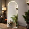 DUMOS Arched LED Mirror Full Length with Stand, 16"x60" Full Body Wall Mirror with LED Lights 3 Color Lighting, Hanging or Leaning, Floor Standing, Modern Simple Home Wall Decor