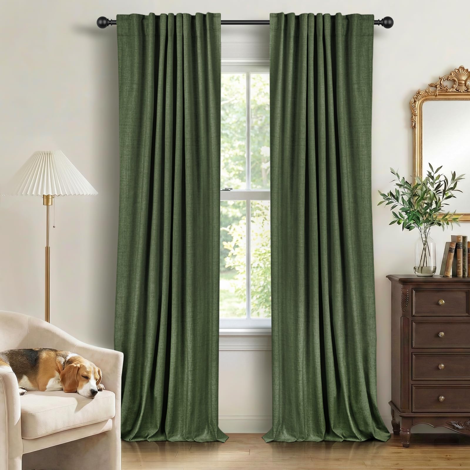 100% Blackout Shield Blackout Curtains for Bedroom 84 Inches Long, Back Tab/Rod Pocket Living Room Drapes, Thermal Insulated Blackout Curtains 2 Panels Set, 50" W x 84" L, Cream