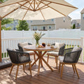 PURPLE LEAF 9 Pieces Patio Dining Set Wicker Outdoor Furniture Rectangular Table and Chairs Set for Garden Deck Teak-Finish Aluminum Frame Backyard Kitchen Set, Cushions and Pillows Included