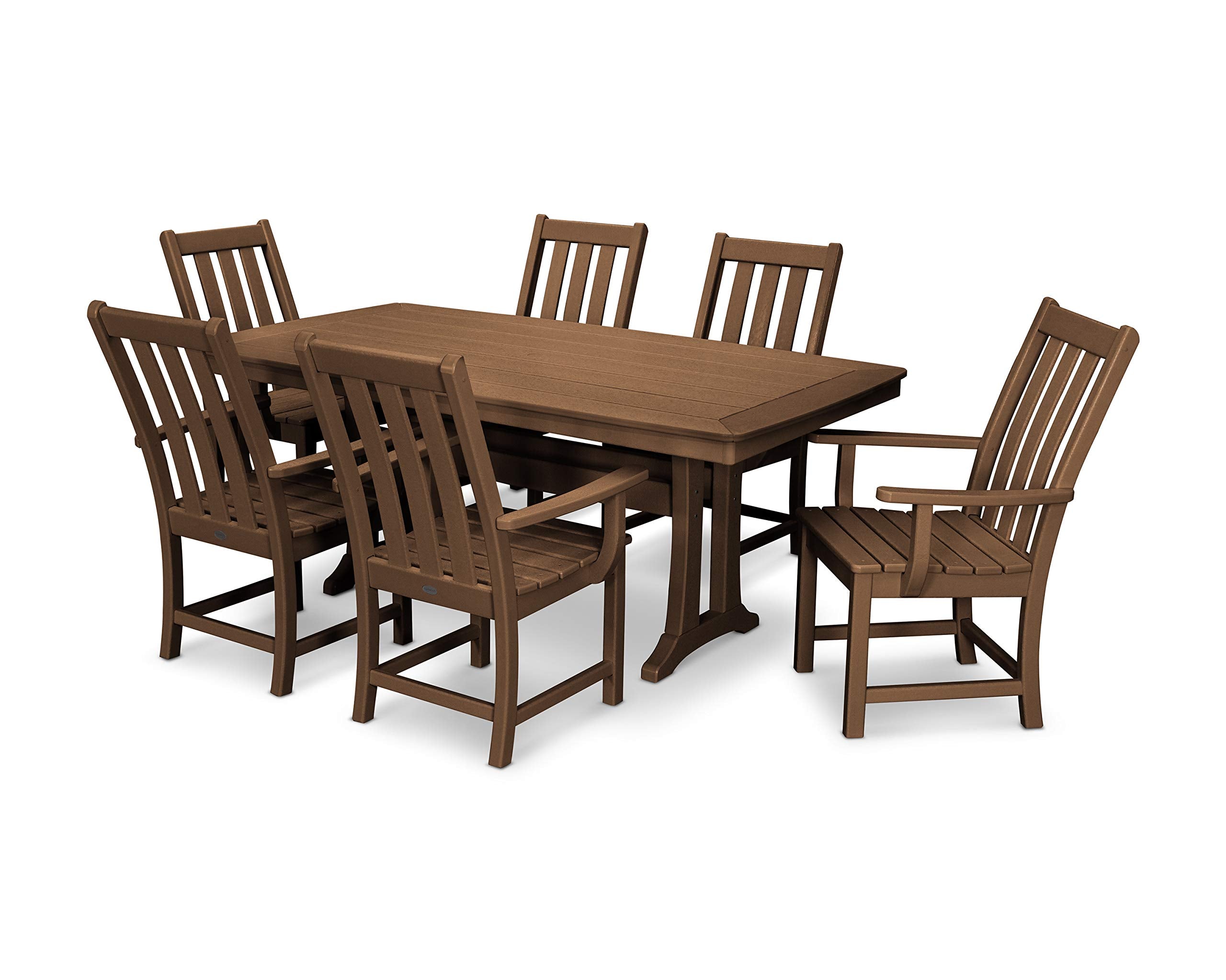 Polywood Vineyard 7-Piece Outdoor Dining Set - Slate Grey HDPE Composite Patio Furniture Set with Table and 6 Chairs for Deck, Garden, Backyard