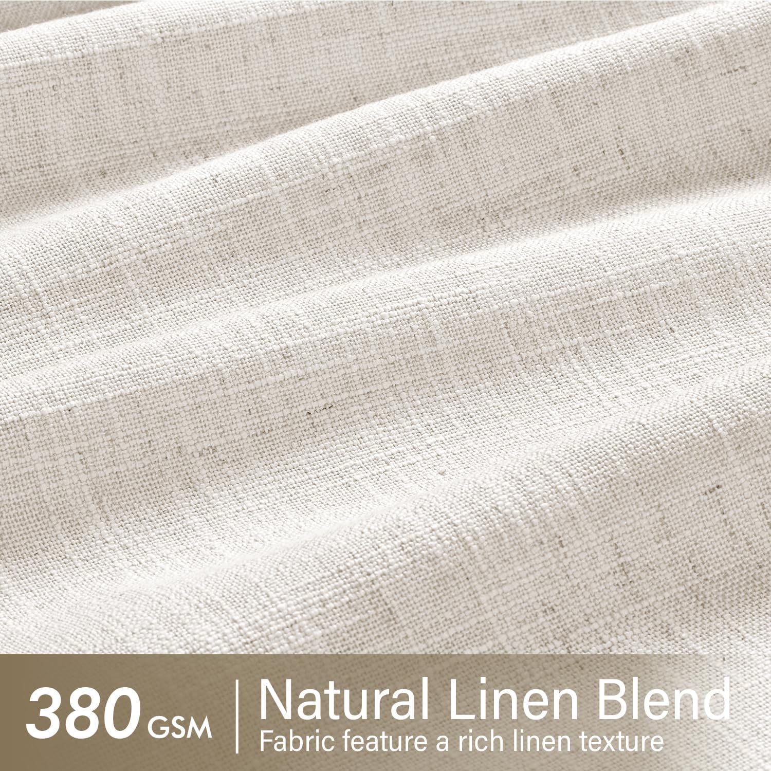 MIULEE Pinch Pleated Thick Linen Curtains 90 Inches Long 2 Panels for Living Room Bedroom, Memory Trained Pinch Pleat Drapes Back Tab Light Filtering Natural Ivory Cream Window Curtains with Hooks