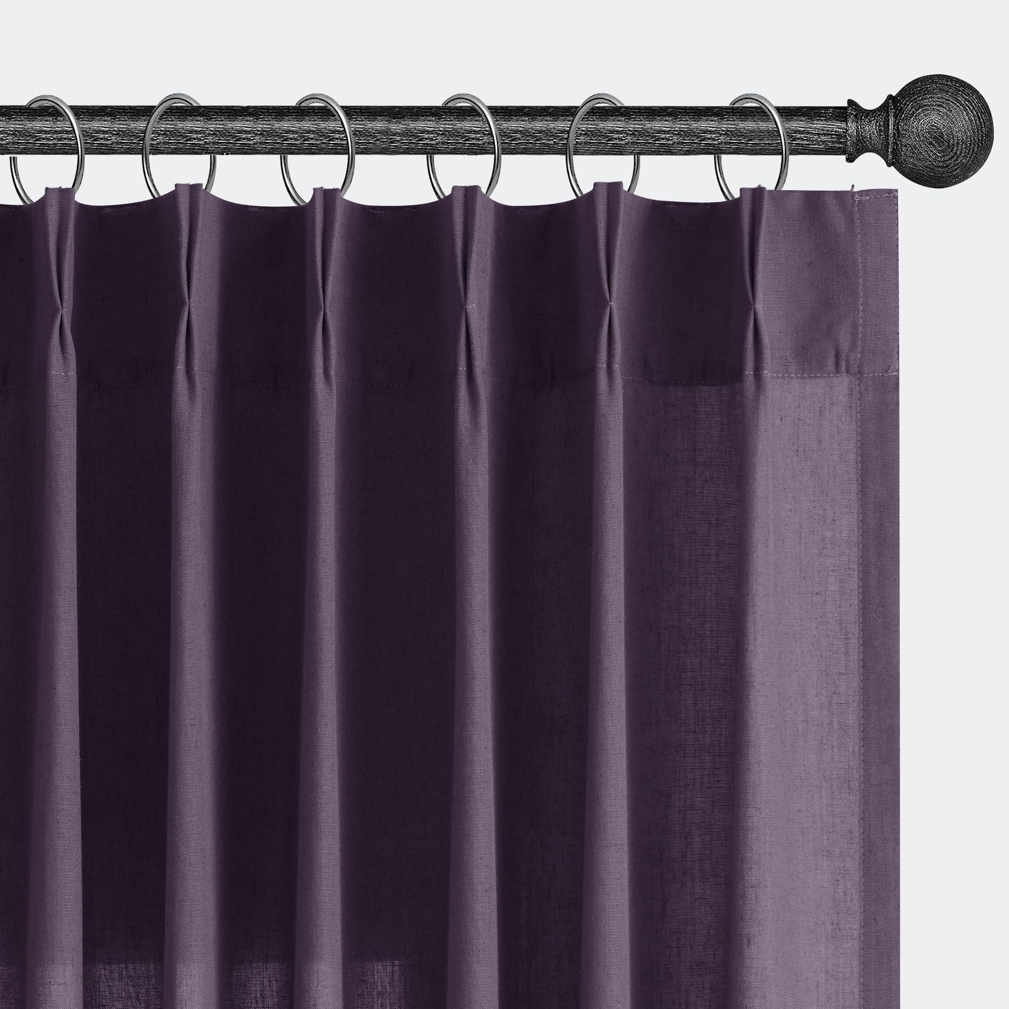Extra Long Linen Curtains 108 Inch for Living Room Cream Pinch Pleated 9 FT Drapes Semi Sheer Ceiling to Floor Curtain for Bedroom Back Tab Flax Neutral Boho Decor Window, Natural Beige Ivory 2 Panels