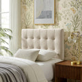 Modway Lily Performance Velvet Full Size Headboard with Biscuit Tufting in Alabaster - Stain-Resistant Upholstery with Padded Design and 5 Height-Adjustable Mounts