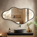 Dorlicecass 22"×36" Gold Aluminum Framed Irregular Asymmetrical Decor Wall Mirror for Bathroom Bedroom Entryway