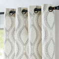 jinchan Boho Linen Blend Curtains Beige Farmhouse Curtains 84 Inches Long Grey Embroidered Leaf Living Room Ogee Geometry Drapes Light Filtering Grommet Country Drapes 2 Panels Gray on Flax