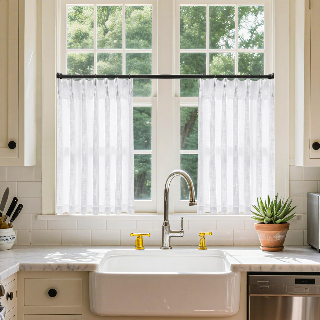 Pinch Pleated Linen Curtains 108 Inches Long for Living Room 2 Panels Set Cream Ivory Flax Double Pleated Drapes Back Tab Neutral Boho Ceiling Floor 108 Inch Window Curtains Bedroom Natural Birch