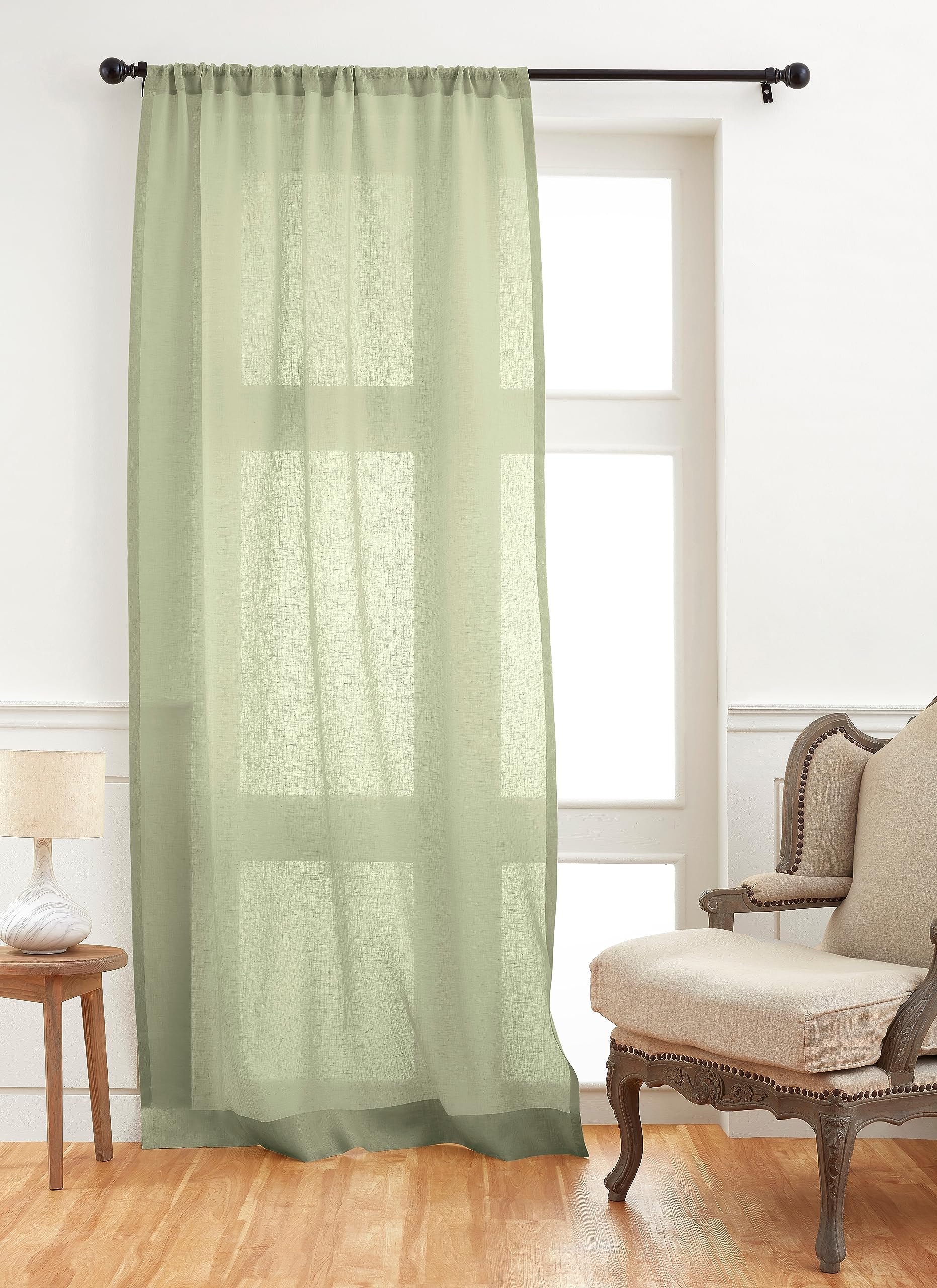 Solino Home Light Natural Linen Sheer Curtain 84 Inch - 100% Pure Linen European Flax Window Treatment Panel 52 x 84 Inch - Light Filtering Rod Pocket Curtain for Living Room, Bedroom - 1 Panel