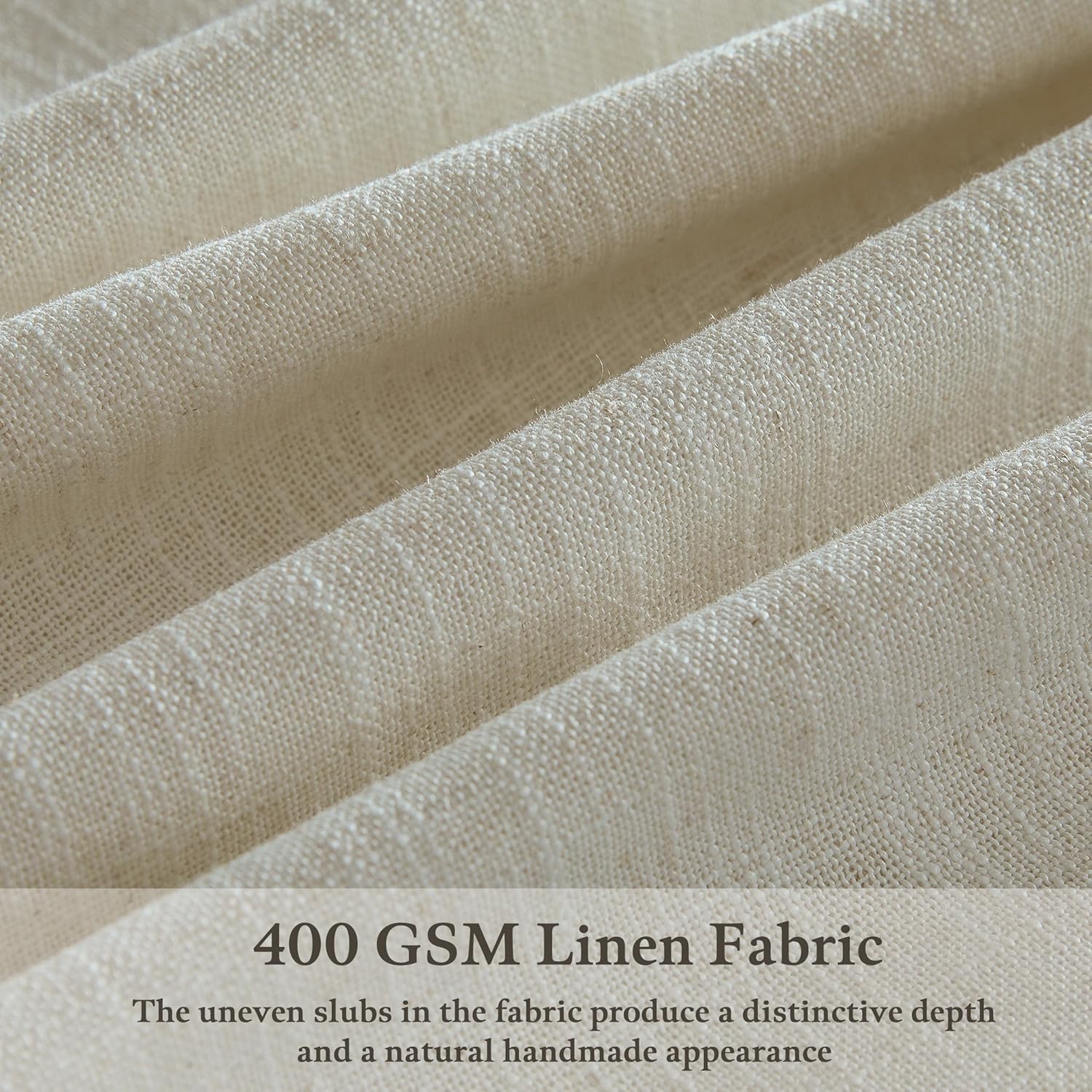 Tan Beige Memory Trained Curtains 105 Inches Long for Living Room 2 Panels Set Rustic Farmhouse Thick Linen Textured Rings Hooks Back Tab Pinch Pleated 100 Inch Curtain Drapes for Dining Bedroom