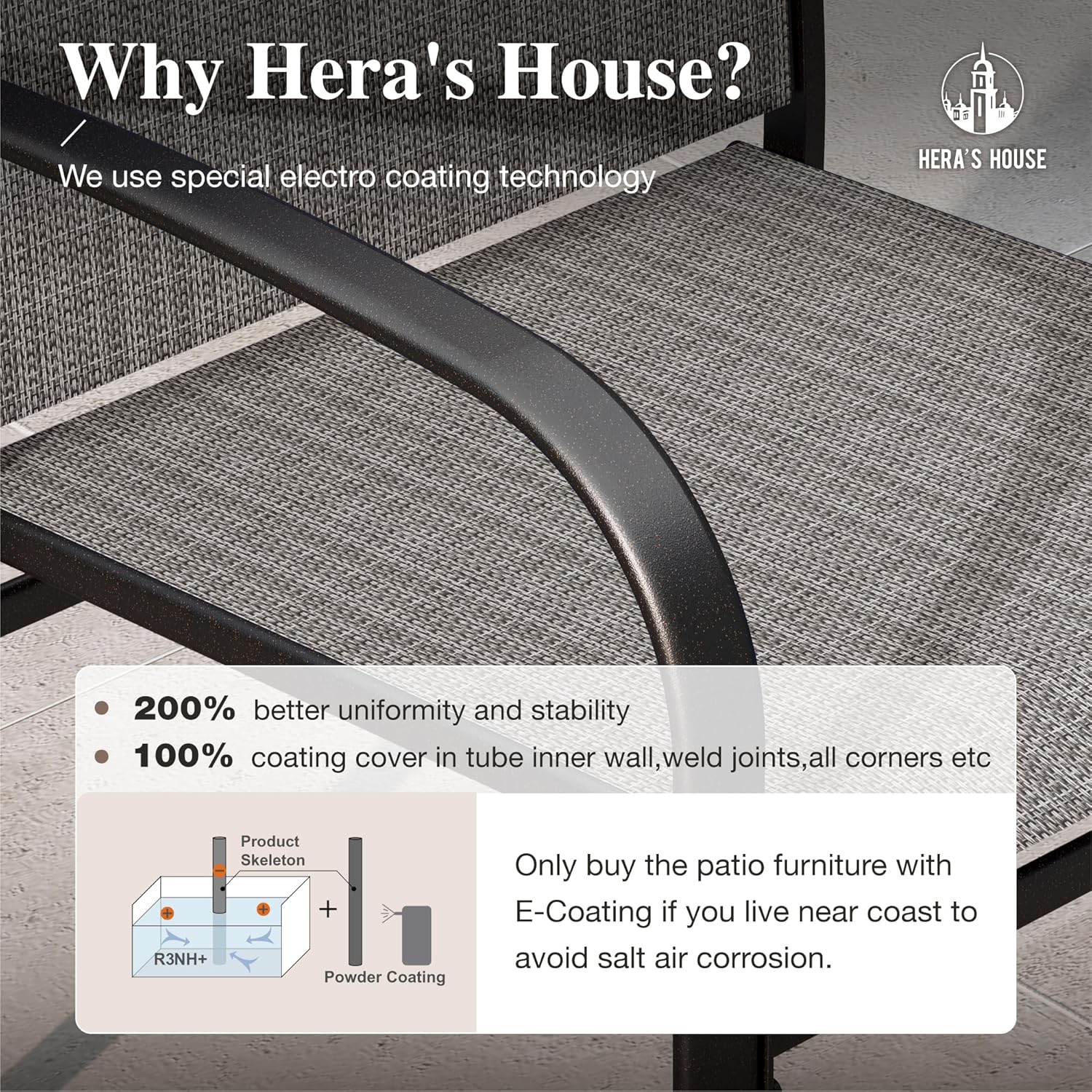 HERA'S HOUSE Patio Table and Chairs for 6, 7 Pieces Outdoor Deck Dining Sets, Wood-Like Rectangular Metal Table Set with Chairs for Lawn Garden Backyard, Brown