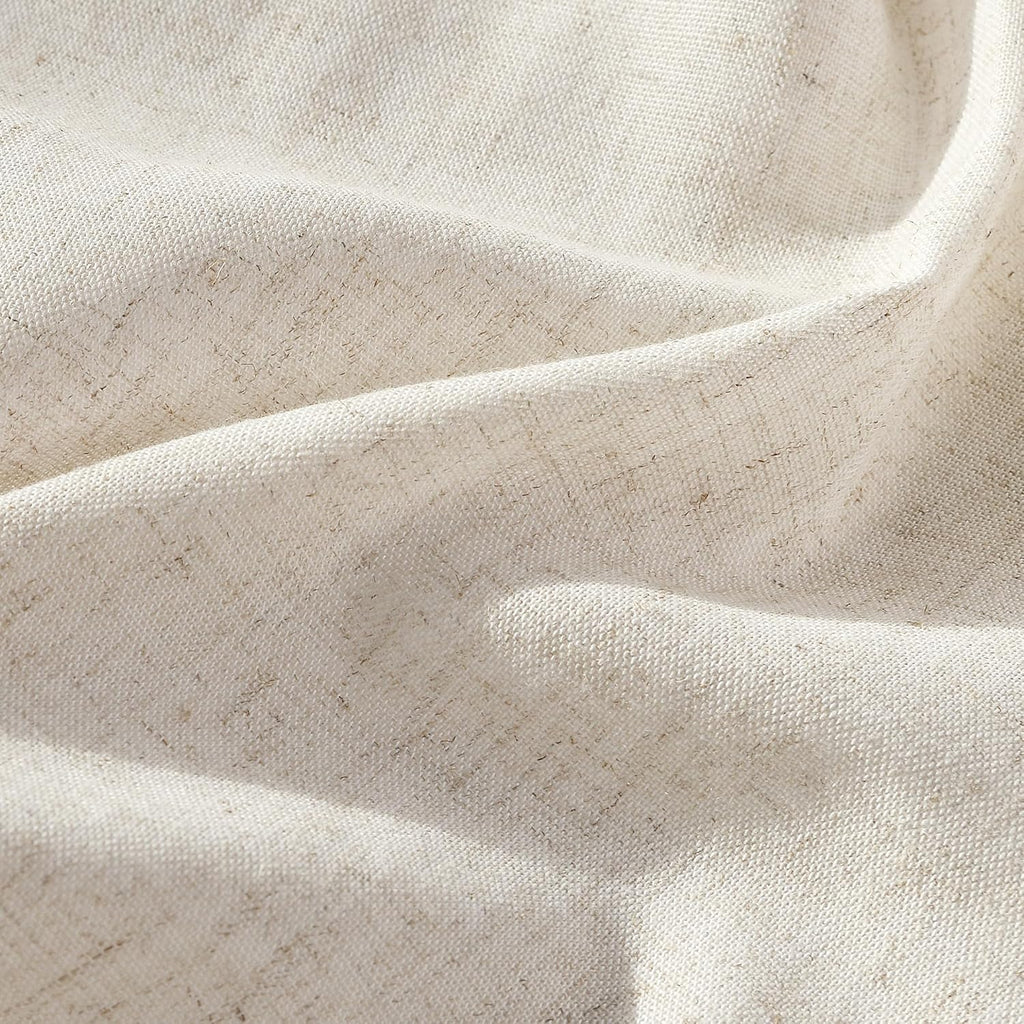 Extra Long Linen Curtains 108 Inch for Living Room Cream Pinch Pleated 9 FT Drapes Semi Sheer Ceiling to Floor Curtain for Bedroom Back Tab Flax Neutral Boho Decor Window, Natural Beige Ivory 2 Panels